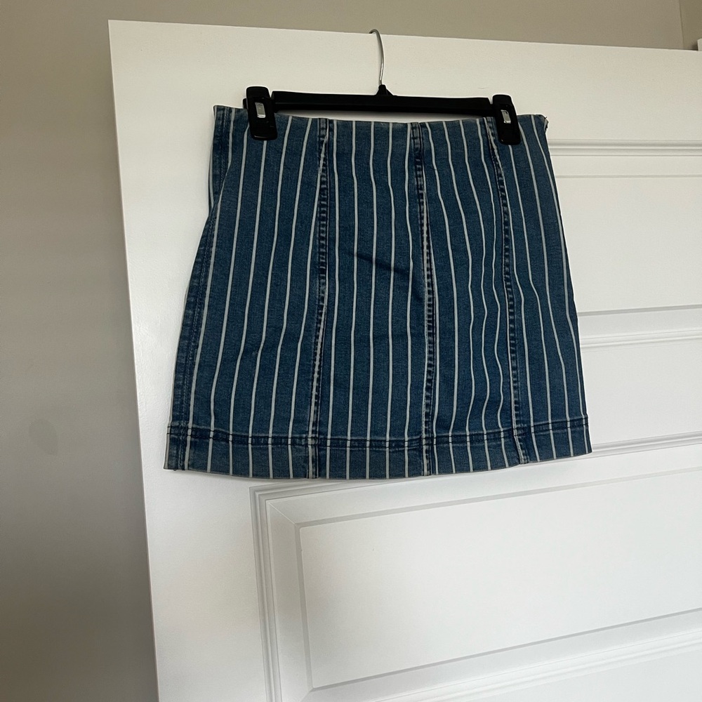 Blue Striped Denim Skirt